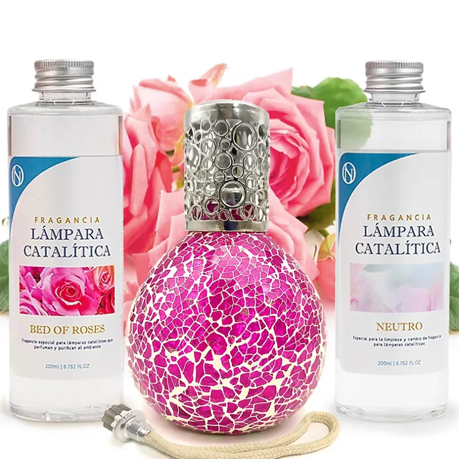 Mamamanuela Pack économique Mosaïque Fuchsia + Parfum Bed of Roses (500 ml) + Nettoyant neutre (200 ml) + Mèche de rechange New