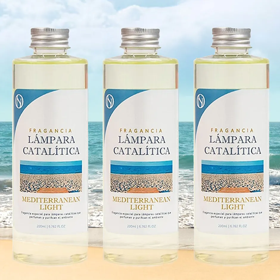 Mamamanuela Pack économique 3x Parfum lampe catalytique 500 ml : Arôme Mediterranean Light - Profitez plus longtemps de votre parfum préféré