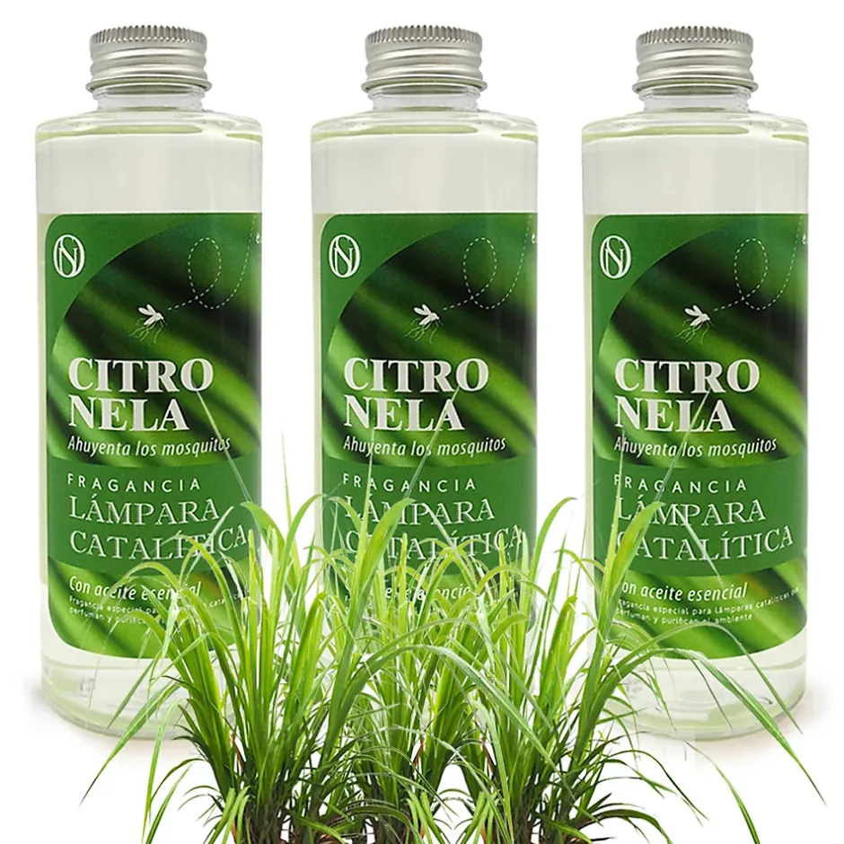 Mamamanuela Pack économique 3x Parfums pour lampe catalytique 200 ml : Arôme Citronnelle - Profitez plus longtemps de votre parfum préféré New