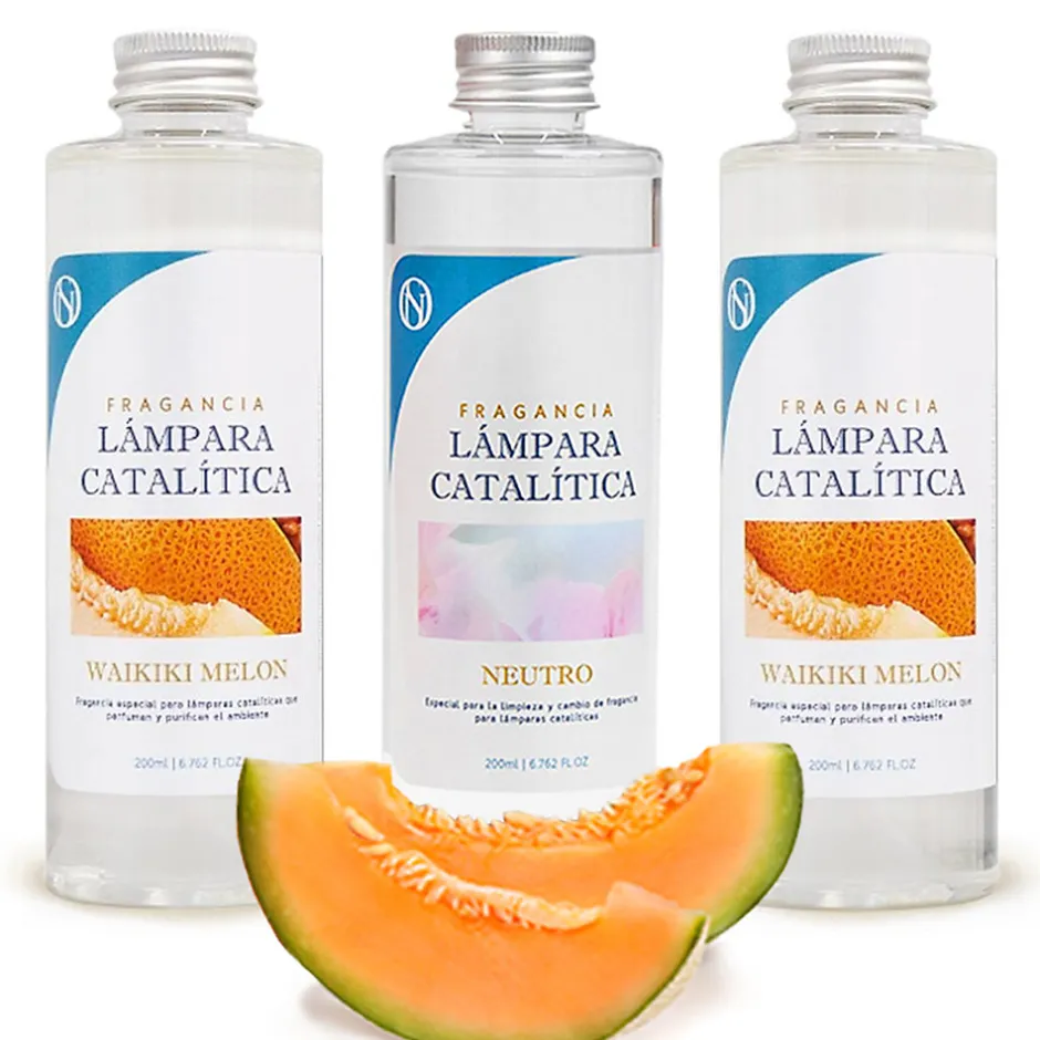 Mamamanuela Pack économique 3x Parfums pour lampe catalytique 200 ml : 2 arôme Waikiki Melon + nettoyant neutre