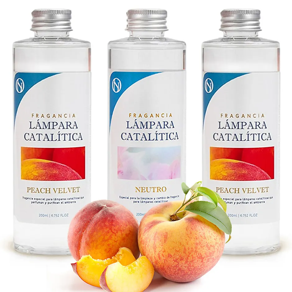 Mamamanuela Pack économique 3x Parfums pour lampe catalytique 200 ml : 2 arômes de Peach Velvet + nettoyant neutre