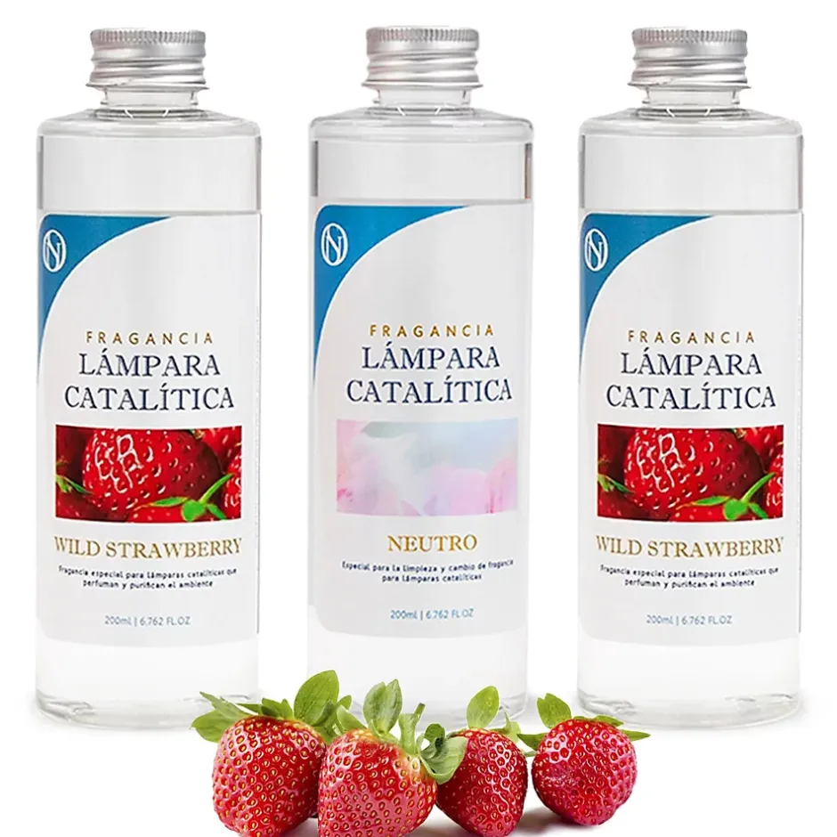 Mamamanuela Pack économique 3x Parfums pour lampe catalytique 200 ml : 2 arôme Wild Strawberry + nettoyant neutre Clearance