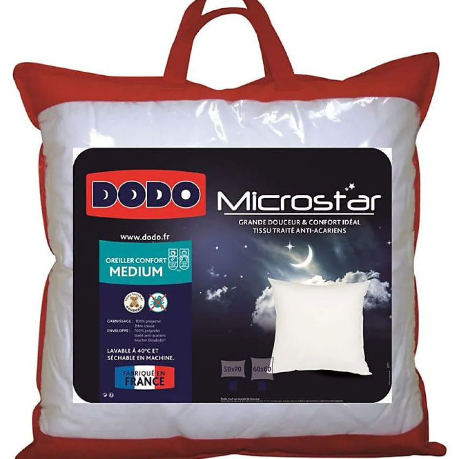 Dodo Pack Couette Microstar 140 x 200 cm pour lit 1 place + 1 Oreiller Microstar 60 x 60 cm + 1 Oreiller Microstar 50 x 70 cm