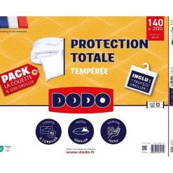 Dodo Pack couette 140x200 cm + 1 oreiller 60x60 cm + 1 Protege oreiller 60x60 cm - garnissage 100% Polyester - 350g/m² - blanc - Discount