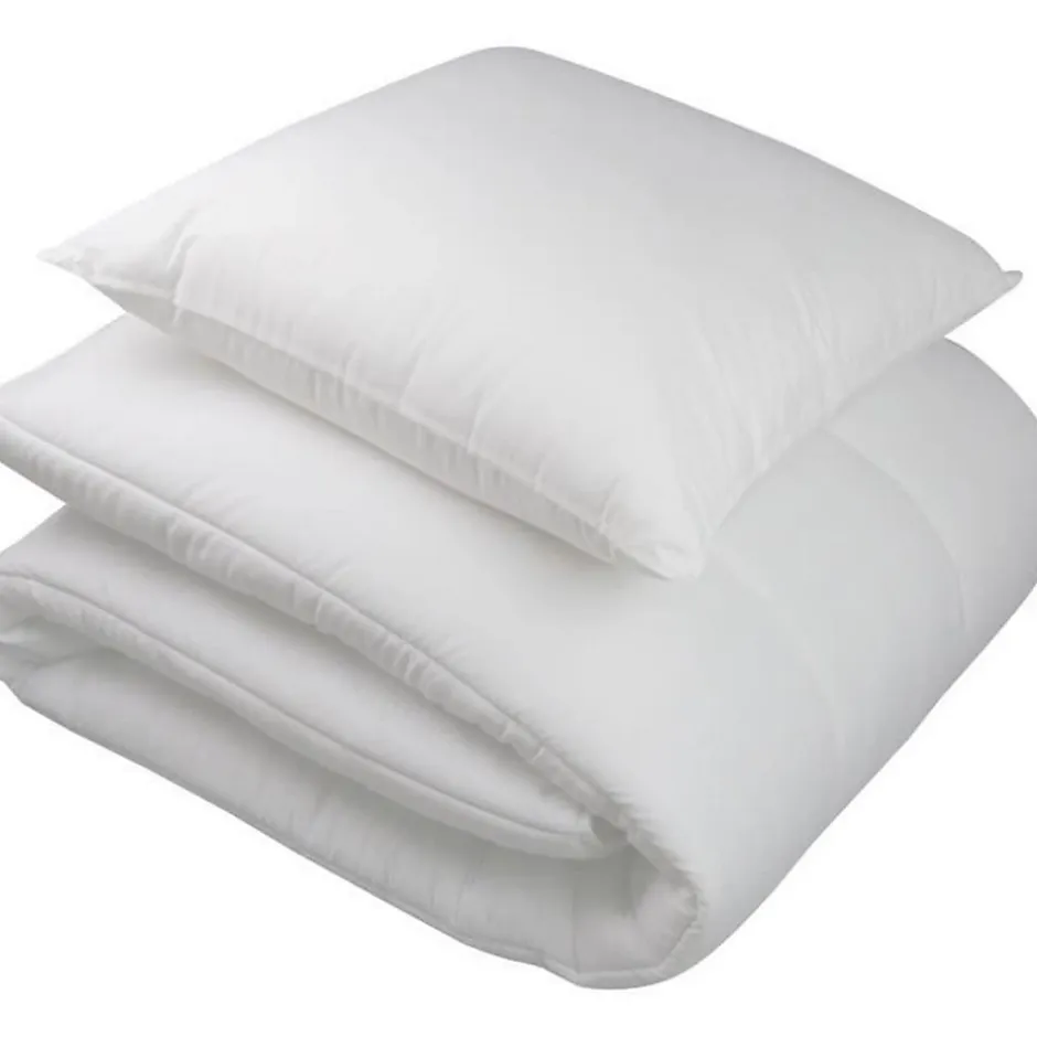 Dodo Pack couette 140x200 cm + 1 oreiller 60x60 cm + 1 Protege oreiller 60x60 cm - garnissage 100% Polyester - 350g/m² - blanc - Discount
