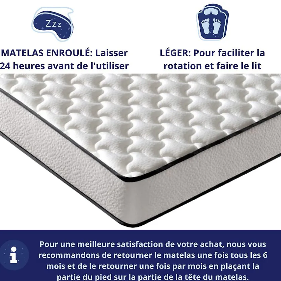 Dagostino Home Pack de 2 Matelas Mousse 90x200 New York, Ferme, Réversible, Côté Été/hiver, H15 Cm