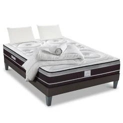 Hypsom Pack Divin 90x200 cm Matelas Ressorts + Sommier Bois + Accessoires