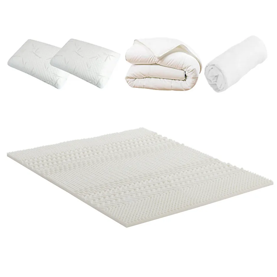 Olympe Literie Pack Douce Nuit Surmatelas + Protège matelas + Couette + Oreillers 180x200 cm