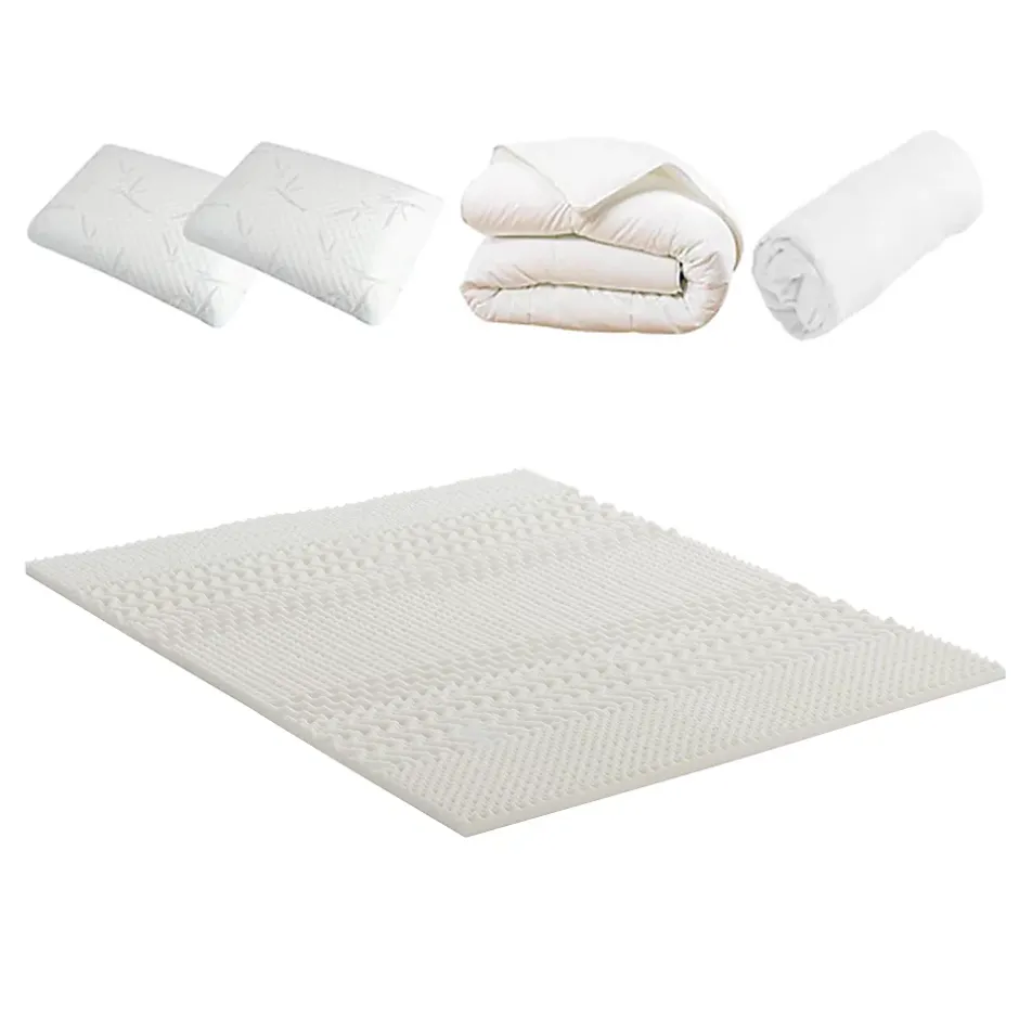Olympe Literie Pack Douce Nuit Surmatelas + Protège matelas + Couette + Oreillers 140x190/200 cm Clearance