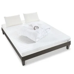 Olympe Literie Pack Egio 160x200 cm Matelas Mousse + Sommier Bois + Accessoires
