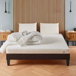 Olympe Literie Pack Egio 160x200 cm Matelas Mousse + Sommier Bois + Accessoires