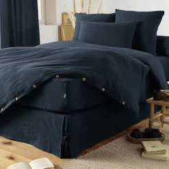 L'Effet Papillon Pack housse de couette "Gaïa" toutes dimensions "Gaze de Coton" - Gaïa Minuit - Pack 4 Pièces pour lit 160 x 200 cm (1 Housse de c