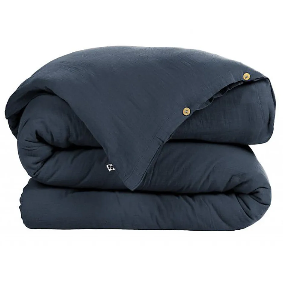 L'Effet Papillon Pack housse de couette "Gaïa" toutes dimensions "Gaze de Coton" - Gaïa Minuit - Pack 4 Pièces pour lit 160 x 200 cm (1 Housse de c