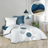 Douceur D'Intérieur Pack housse de couette 260x240 cm voie lactee + drap housse 160 x 200 bleu