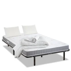 Olympe Literie Pack Intuition 90x190 cm Matelas Mousse + Sommier Métal + Accessoires