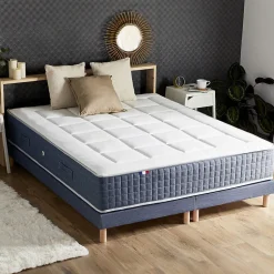 Idliterie Pack matelas 7 zones sommier bleu couette oreillers 180x200