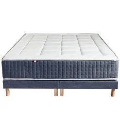 Idliterie Pack matelas 7 zones sommier bleu couette oreillers 180x200