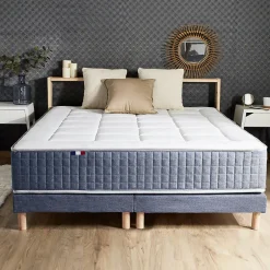 Idliterie Pack matelas 7 zones sommier bleu couette oreillers 160x200