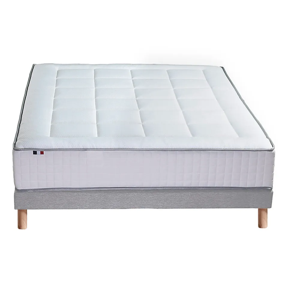 Idliterie Pack matelas ressort 7 zones et sommier et oreiller couette 140x190