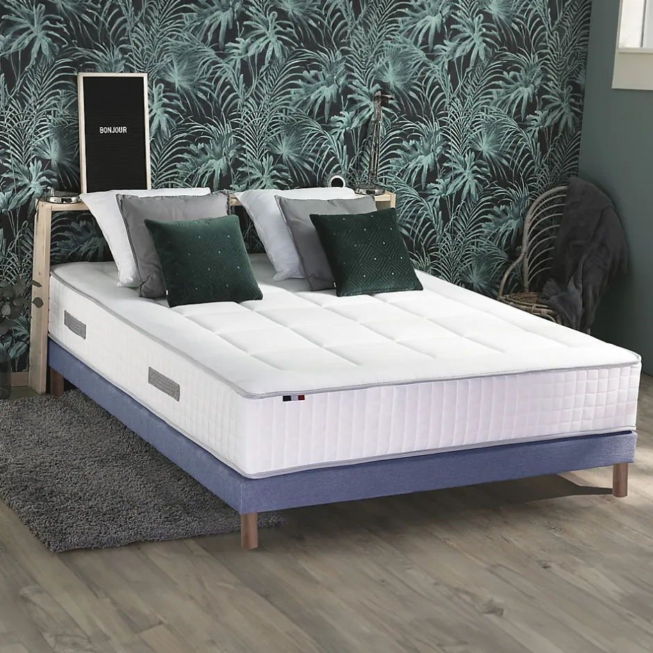 Idliterie Pack matelas ressort 7 zones sommier oreiller couette 160x200