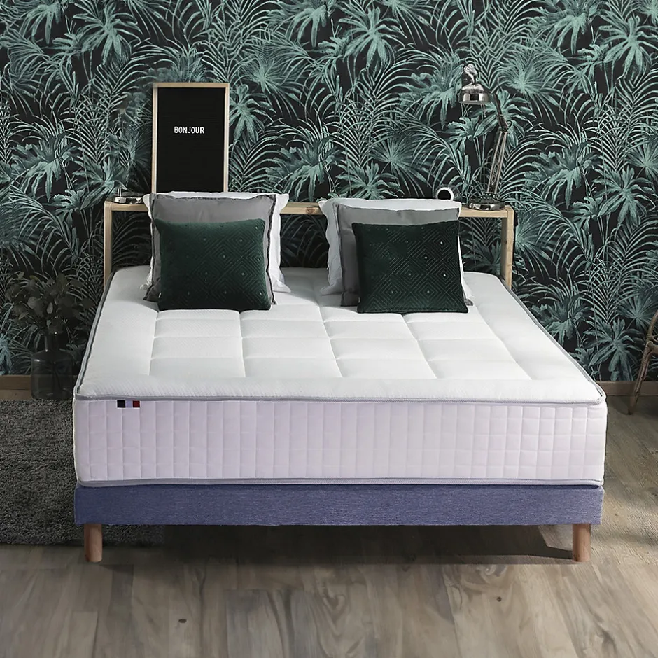 Idliterie Pack matelas ressort 7 zones sommier oreiller couette 160x200
