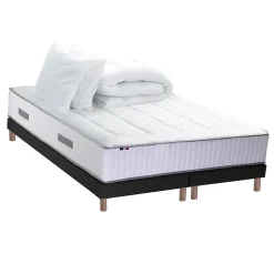 Idliterie Pack matelas ressort 7 zones sommier oreiller couette 2x80x200