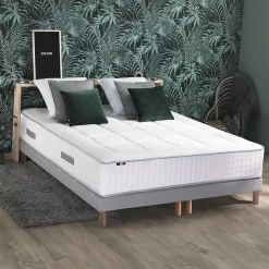 Idliterie Pack matelas ressort et visco et 2 sommiers couette oreiller 180x200