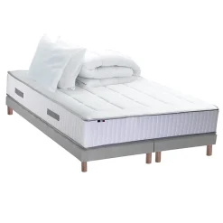 Idliterie Pack matelas ressort et visco et 2 sommiers couette oreiller 160x200 Hot