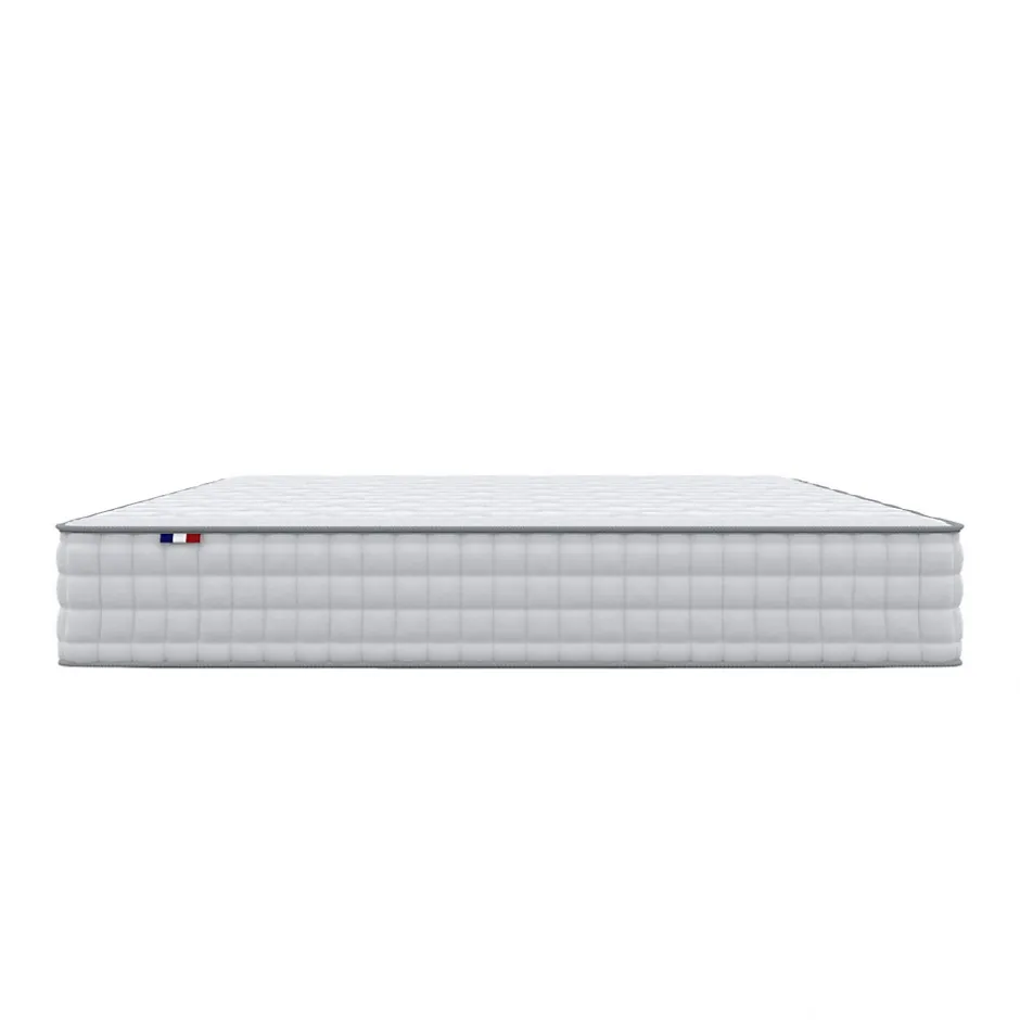 Idliterie Pack matelas ressorts ASTRE + sommier kit gris + couette et oreillers 140x200