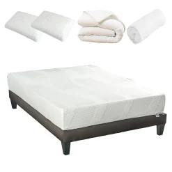 Bellecour Pack Paris 140x190 cm Matelas Mousse + Sommier Bois + Accessoires Clearance
