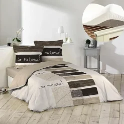 L'Effet Papillon Pack parure de couette 260x240 cm So natural + drap housse 160x200 Blanc