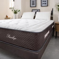 Bellecour Pack Privilège 90x200 cm Matelas Ressorts + Sommier Bois + Protège matelas anti punaise Outlet