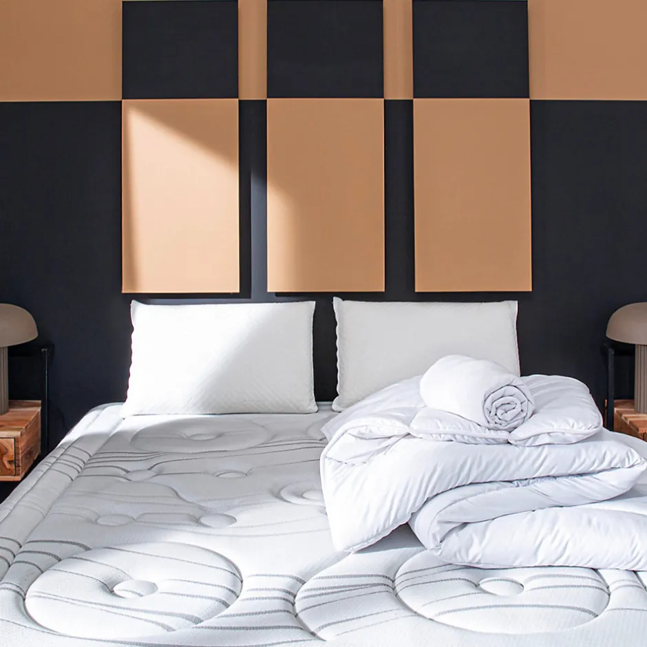 Bellecour Pack Reina 2.0 180x200 cm Matelas Ressorts + Sommier Bois + Accessoires