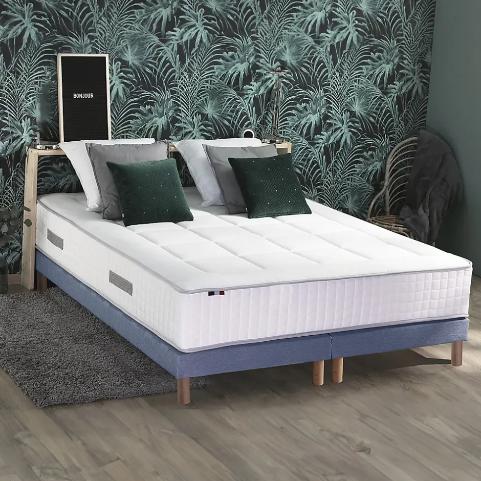 Idliterie Pack ressort 7 zones mémoire forme sommier couette oreiller 180x200 Outlet