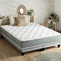 Idliterie Pack ressort 7 zones sommier couette oreiller 2x80x200