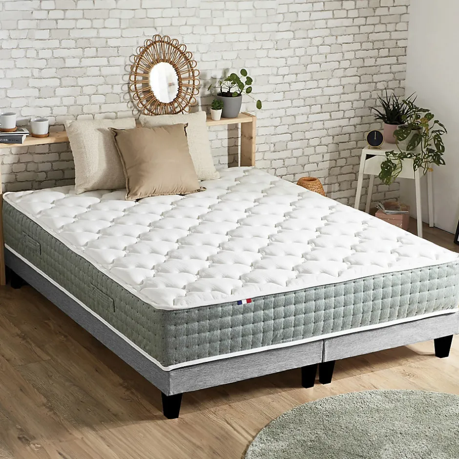 Idliterie Pack ressort 7 zones sommier couette oreiller 2x80x200