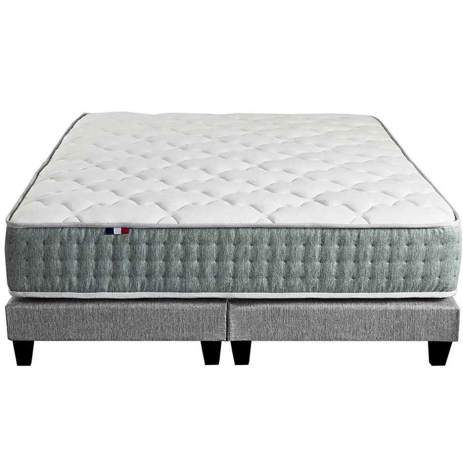 Idliterie Pack ressort 7 zones sommier couette oreiller 2x80x200