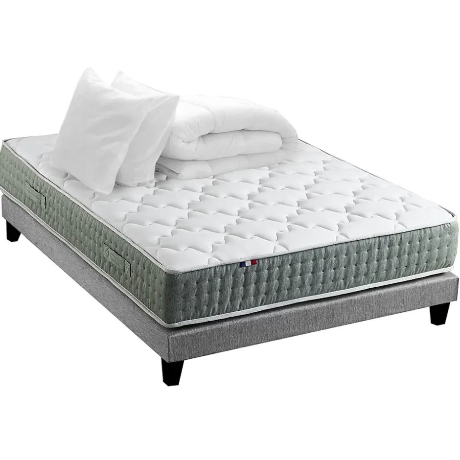 Idliterie Pack ressort 7 zones sommier couette oreiller 160x200 Best