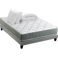 Idliterie Pack ressort 7 zones sommier couette oreiller 160x200 Best
