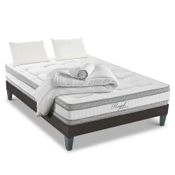 Hypsom Pack Royal 5 Etoiles 140x190 cm Matelas Mousse + Sommier Bois + Accessoires
