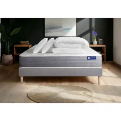 Actisom Pack sommier kit matelas Latex et mémoire de forme avec couette et oreillers Best