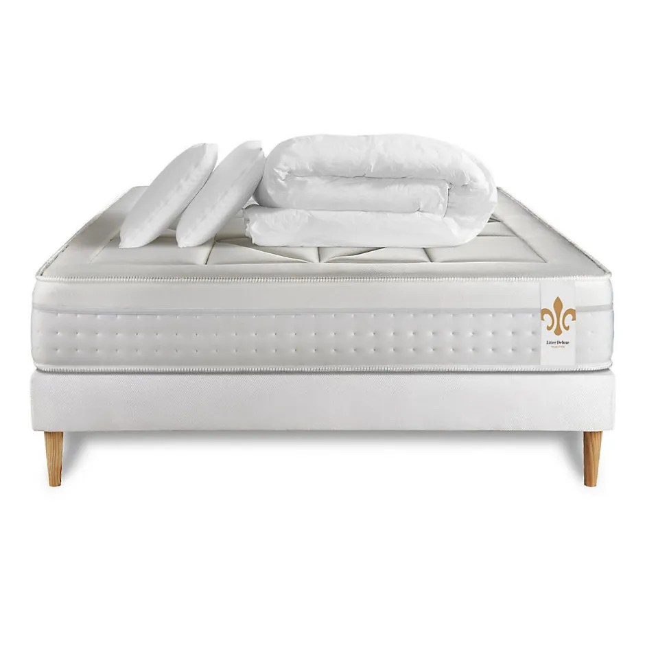 Litier Deluxe Pack sommier kit matelas Ressorts ensachés et mémoire de forme avec couette et oreillers