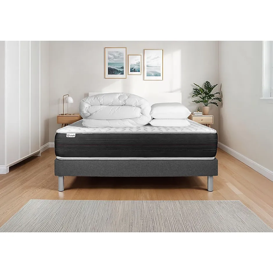 Vitalit Pack sommier kit matelas Ressorts ensachés avec couette et oreillers Outlet