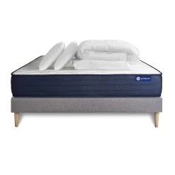 Actisom Pack sommier kit matelas Mémoire de forme avec couette et oreillers