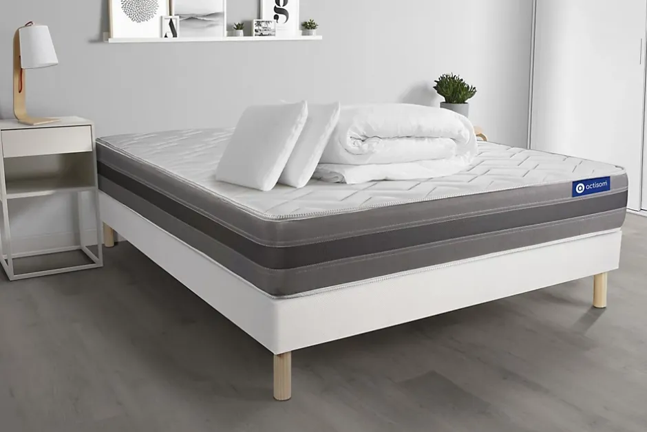 Actisom Pack sommier kit matelas Latex et mémoire de forme avec couette et oreillers Online