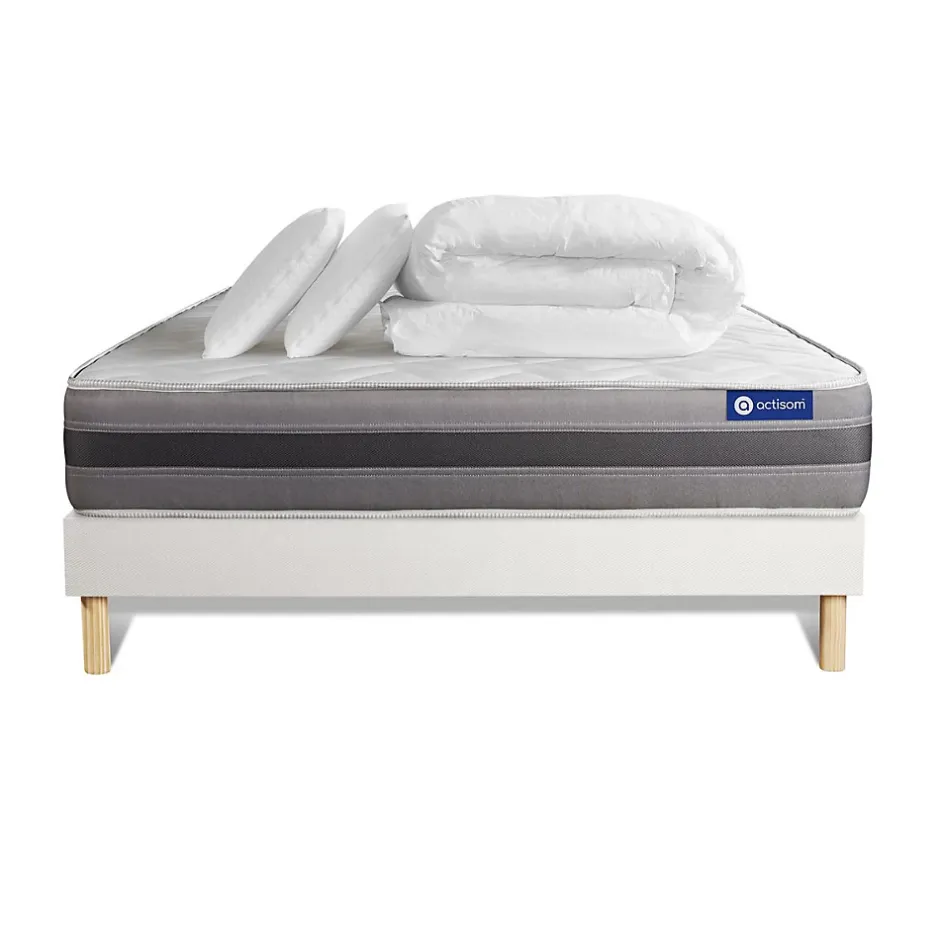 Actisom Pack sommier kit matelas Latex et mémoire de forme avec couette et oreillers Online