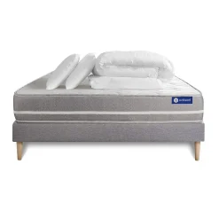 Actisom Pack sommier kit matelas Ressorts ensachés avec couette et oreillers