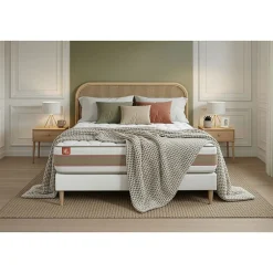 Marmottes & Co Pack sommier kit matelas Ressorts ensachés et mémoire de forme avec couette et oreillers