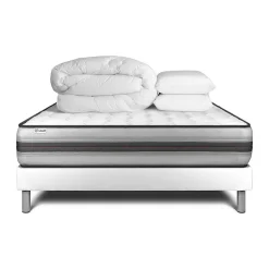 Vitalit Pack sommier kit matelas Ressorts ensachés et mémoire de forme avec couette et oreillers