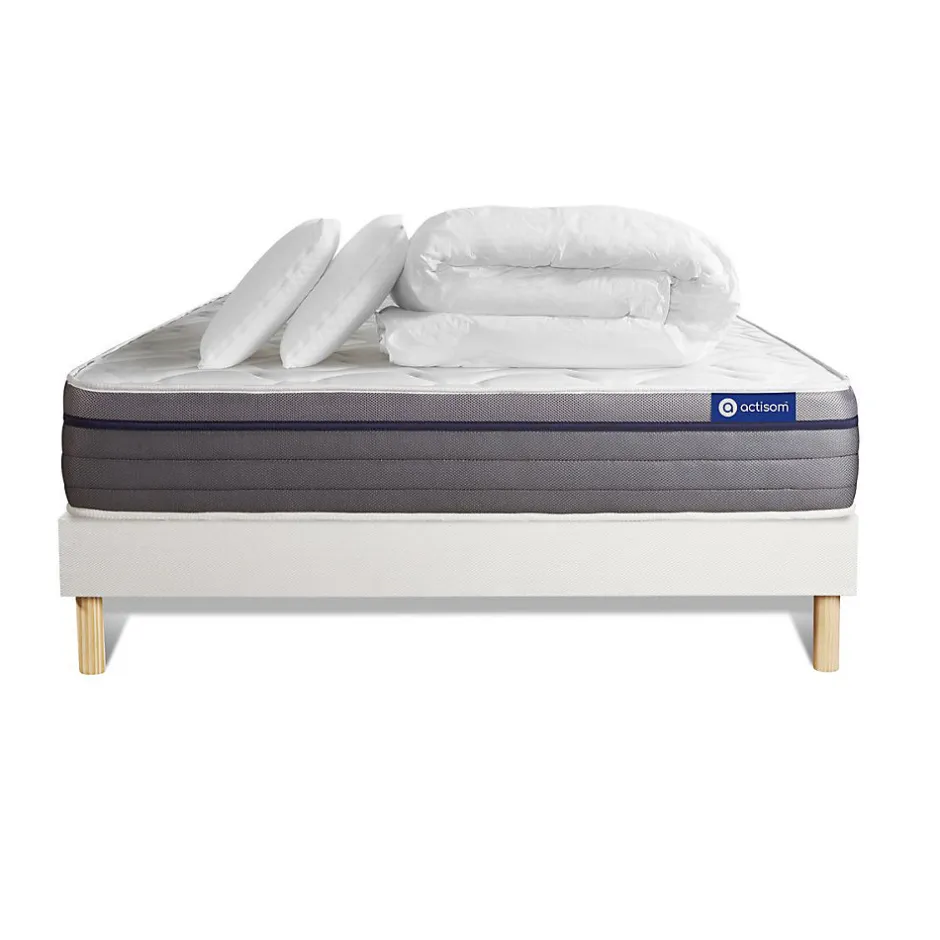 Actisom Pack sommier kit matelas Latex et mémoire de forme avec couette et oreillers Online
